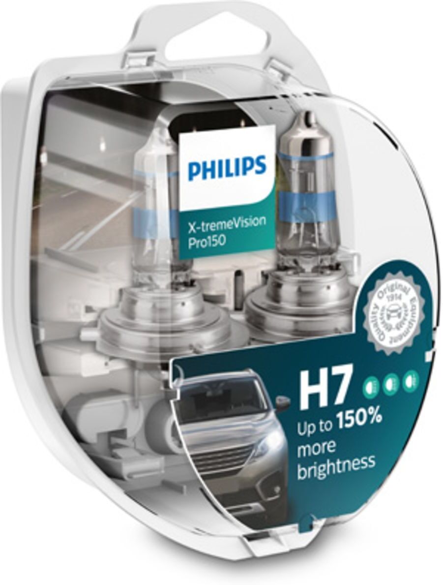 Lámpara incandescente halógena PHILIPS H7 X-tremeVision Pro150 12V/55W, 2 Pieza