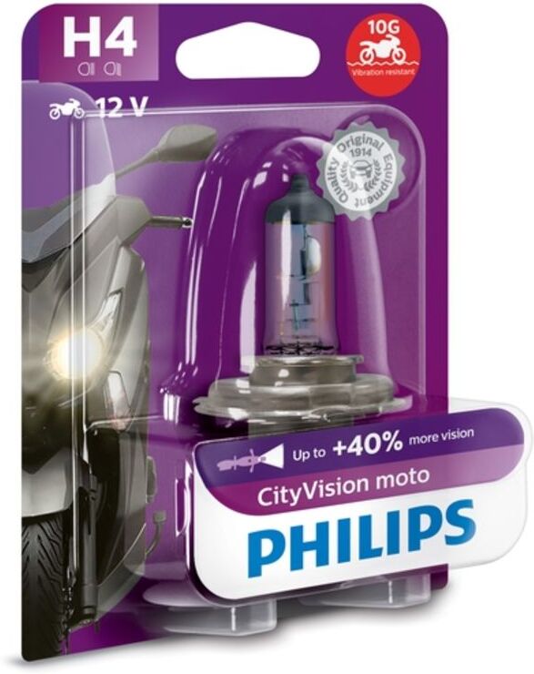 Lámpara incandescente halógena PHILIPS H4 CityVision Moto 12V, 60/55W