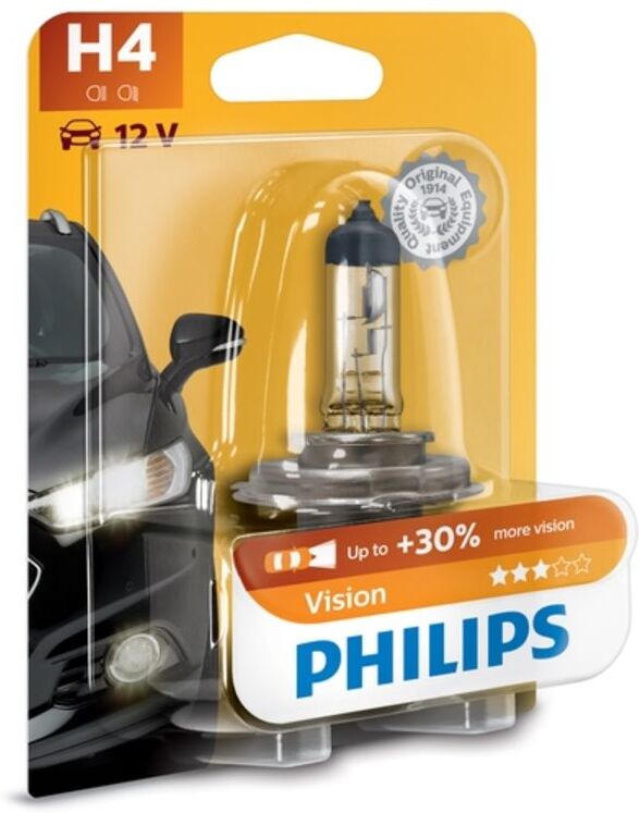 Lámpara incandescente halógena PHILIPS H4 Vision Moto 12V, 60/55W