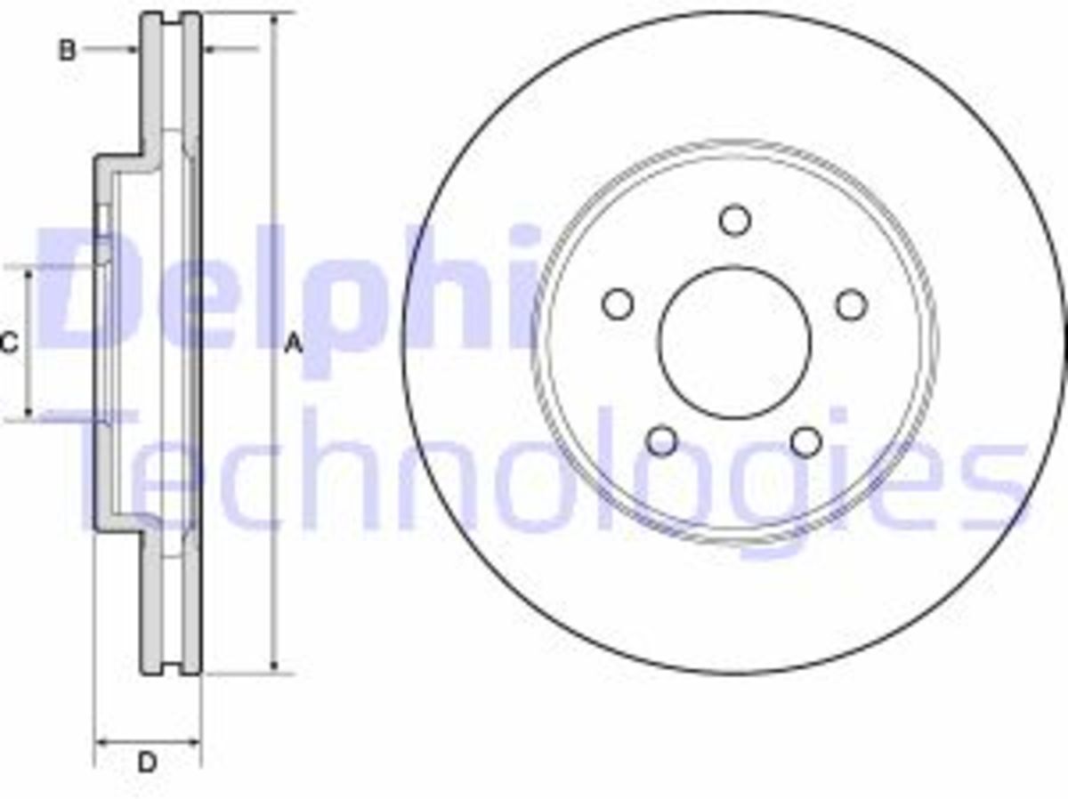 Disco de freno DELPHI BG4120 frente, ventilado, 2 pieza