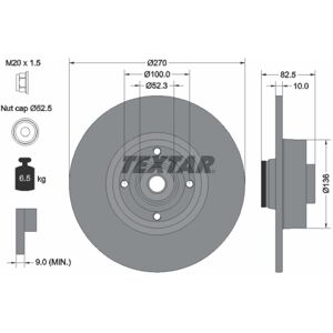 TEXTAR Modelo 92154503 Disco de Freno - Superficie Completa para Renault Scenic 2 TEXTAR Modelo 92154503 Disco de Freno - Superficie Completa para Renault Scenic 2