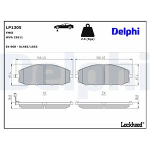 Juego de pastillas de freno DELPHI LP1305, delante Juego de pastillas de freno DELPHI LP1305, delante