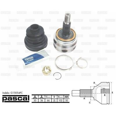 PASCAL G15054PC Junta de cardán - Lado de transmisión PASCAL G15054PC Junta de cardán - Lado de transmisión
