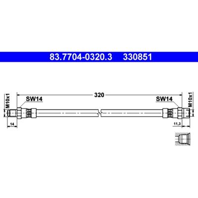 Manguera de Freno Ate - M10x1, 320mm, Par, Reemplazo de Frenos Manguera de Freno Ate - M10x1, 320mm, Par, Reemplazo de Frenos