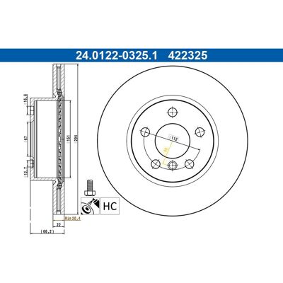ATE 24.0122-0325.1 - Disco de freno ATE 24.0122-0325.1 - Disco de freno
