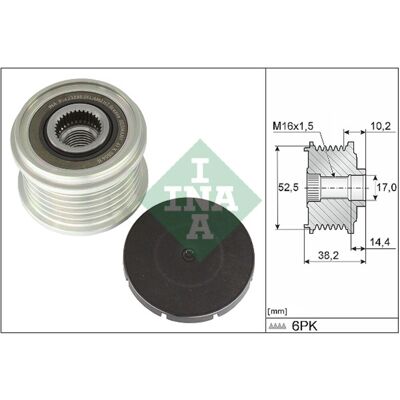 Polea de rueda libre para generador INA para Kia Carnival, Genesis, Hyundai - Pieza de alternador Polea de rueda libre para generador INA para Kia Carnival, Genesis, Hyundai - Pieza de alternador