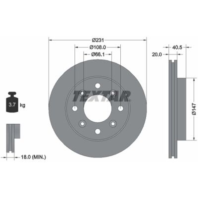 TEXTAR 92158900 Disco de freno ventilado - Pieza de freno TEXTAR 92158900 Disco de freno ventilado - Pieza de freno