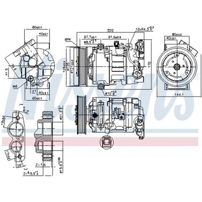 Nissens 890044 Compresor de aire acondicionado - Renault, 6 ranuras, 125 cc, 12V Nissens 890044 Compresor de aire acondicionado - Renault, 6 ranuras, 125 cc, 12V