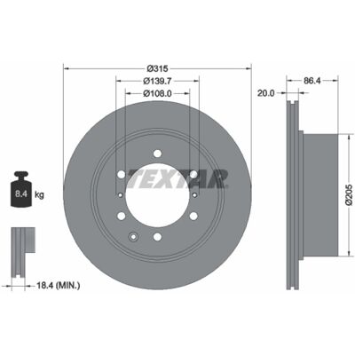 Disco de freno ventilado TEXTAR Hyundai Terracan - 20mm Disco de freno ventilado TEXTAR Hyundai Terracan - 20mm