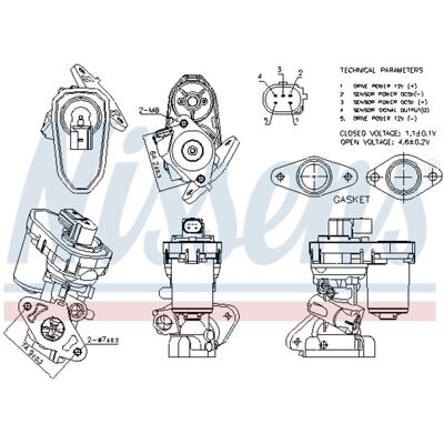 Válvula EGR NISSENS 98151 - Eléctrica con sensor, Sin bypass - Tipo de coche Válvula EGR NISSENS 98151 - Eléctrica con sensor, Sin bypass - Tipo de coche