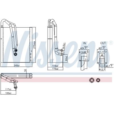 NISSENS 92305 Evaporador de aluminio con manguera - Evaporador NISSENS 92305 Evaporador de aluminio con manguera - Evaporador