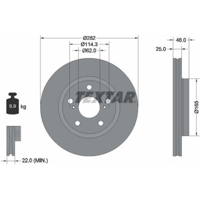 TEXTAR Toyota Corolla Disco ventilado - Disco de freno TEXTAR Toyota Corolla Disco ventilado - Disco de freno