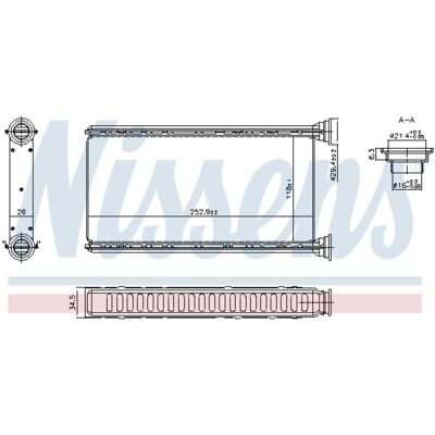 Radiador de aluminio NISSENS 707288 - Sistema de calefacción Radiador de aluminio NISSENS 707288 - Sistema de calefacción