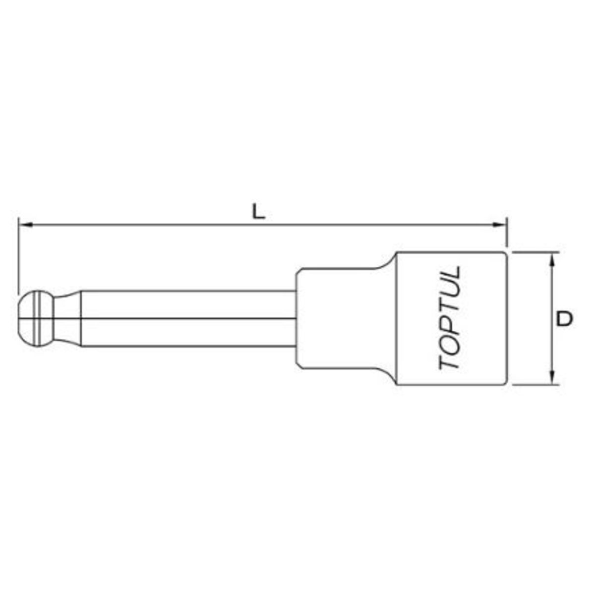 inserto hexagonal TOPTUL 1/2 " con cabeza esférica10 mm lang (140mm)