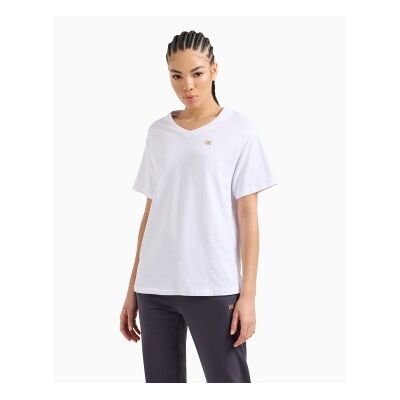EA7 Mujer Camiseta de algodón con escote en V - Camiseta EA7 Mujer Camiseta de algodón con escote en V - Camiseta