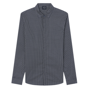 A X Armani Exchange para hombre. XM000625AF13184FB433 Camisa Monogram marino (XS), Negro, Casual, Algodón, Manga larga, A X Armani Exchange A X Armani Exchange para hombre. XM000625AF13184FB433 Camisa Monogram marino (XS), Negro, Casual, Algodón, Manga larga, A X Armani Exchange