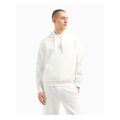 A X Armani Exchange para hombre. XM000369AF10818U0009 Sudadera con capucha en algodón-poliéster elástico laminado blanco (L), Casual, Deport A X Armani Exchange para hombre. XM000369AF10818U0009 Sudadera con capucha en algodón-poliéster elástico laminado blanco (L), Casual, Deport