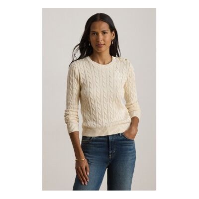 Lauren Ralph Lauren para mujer. 200P14039003 Jersey en punto de ochos con botones beige (M), Casual, Viscosa, Manga larga, Lauren Ralph Laur Lauren Ralph Lauren para mujer. 200P14039003 Jersey en punto de ochos con botones beige (M), Casual, Viscosa, Manga larga, Lauren Ralph Laur