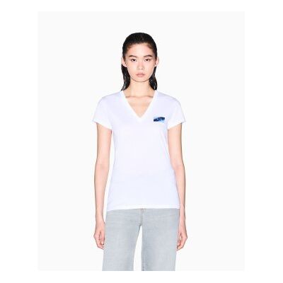A X Armani Exchange para mujer. XW002347AF10356U0002 Camiseta Ajustada de Punto blanco (M), Casual, Algodón, Manga corta, A X Armani Exchang A X Armani Exchange para mujer. XW002347AF10356U0002 Camiseta Ajustada de Punto blanco (M), Casual, Algodón, Manga corta, A X Armani Exchang