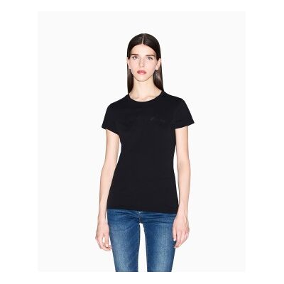 A X Armani Exchange para mujer. XW001457AF10356UC001 Camiseta Entallada con Logo Brillante negro (M), Casual, Algodón, Manga corta, A X Arma A X Armani Exchange para mujer. XW001457AF10356UC001 Camiseta Entallada con Logo Brillante negro (M), Casual, Algodón, Manga corta, A X Arma