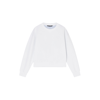 A X Armani Exchange para mujer. XW002080AF21298U0002 Sudadera de cuello redondo con espalda en contraste blanco (S), Casual, Algodón, Manga A X Armani Exchange para mujer. XW002080AF21298U0002 Sudadera de cuello redondo con espalda en contraste blanco (S), Casual, Algodón, Manga