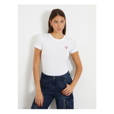 para mujer. W2YI44J1314 Camiseta elástica con logotipo triángulo pequeño blanco (XS), Casual, Algodón, Manga corta, Guess outlet 2026. para mujer. W2YI44J1314 Camiseta elástica con logotipo triángulo pequeño blanco (XS), Casual, Algodón, Manga corta, Guess outlet 2026.