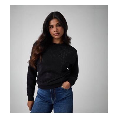 para mujer. W6BQ14K6060 Sudadera con cristales 4G allover negro (L), Casual, Algodón, Guess outlet 2026. para mujer. W6BQ14K6060 Sudadera con cristales 4G allover negro (L), Casual, Algodón, Guess outlet 2026.