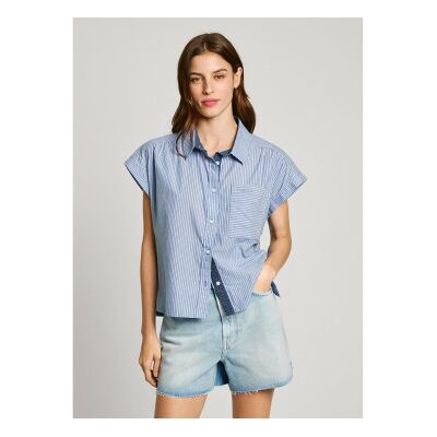 para mujer. PL305043 Camisa Dixit azul (XS), Casual, Algodón, Manga corta, Pepe Jeans outlet 2026. para mujer. PL305043 Camisa Dixit azul (XS), Casual, Algodón, Manga corta, Pepe Jeans outlet 2026.