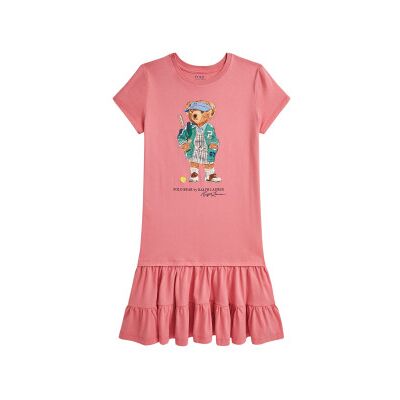 Polo Ralph Lauren para niña. 313971130001 Vestido de Jersey con niveles de Polo Bear rosa ((M) 8/9años= 136/142cm), Casual, Algodón, Manga c Polo Ralph Lauren para niña. 313971130001 Vestido de Jersey con niveles de Polo Bear rosa ((M) 8/9años= 136/142cm), Casual, Algodón, Manga c