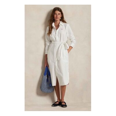 Polo Ralph Lauren para mujer. 211928804001 Vestido camisero de algodón con cinturón blanco (38), Casual, Manga larga, Polo Ralph Lauren outl Polo Ralph Lauren para mujer. 211928804001 Vestido camisero de algodón con cinturón blanco (38), Casual, Manga larga, Polo Ralph Lauren outl