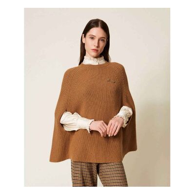 Twinset para mujer. 252TT3421 Jersey de estilo capa de mezcla de lana beige (XS/S), Casual, Twinset outlet 2026. Twinset para mujer. 252TT3421 Jersey de estilo capa de mezcla de lana beige (XS/S), Casual, Twinset outlet 2026.