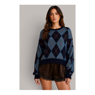 Twinset para mujer. 262TT3274 Jersey Jacquard Argyle azul (XS/S), Casual, Viscosa, Manga larga, Twinset outlet 2026. Twinset para mujer. 262TT3274 Jersey Jacquard Argyle azul (XS/S), Casual, Viscosa, Manga larga, Twinset outlet 2026.