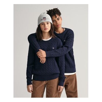 Gant unisex para niños. 984047 Jersey de cuello redondo y punto de ochos de algodón Shield Teens marino (15años= 170cm), Casual, Manga larga Gant unisex para niños. 984047 Jersey de cuello redondo y punto de ochos de algodón Shield Teens marino (15años= 170cm), Casual, Manga larga