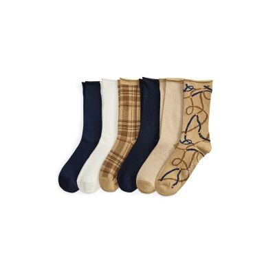 Lauren Ralph Lauren para mujer. 454P20828001 Set 6 Pares de Calcetines Patter beige, marino (37/41), Homewear, Algodón, Lauren Ralph Lauren Lauren Ralph Lauren para mujer. 454P20828001 Set 6 Pares de Calcetines Patter beige, marino (37/41), Homewear, Algodón, Lauren Ralph Lauren