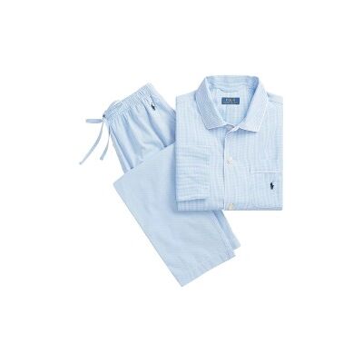 Polo Ralph Lauren para hombre. 714514095001 Pijama largo en popelina con cuadros de vichy azul (XXL), Homewear, Algodón, Manga larga, Polo R Polo Ralph Lauren para hombre. 714514095001 Pijama largo en popelina con cuadros de vichy azul (XXL), Homewear, Algodón, Manga larga, Polo R