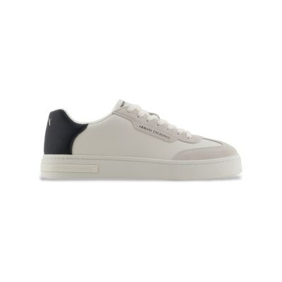 A X Armani Exchange para hombre. XUX250XV948N480 Zapatillas de piel con inserciones en contraste blanco (46), Plano, Cordones, Casual, A X A A X Armani Exchange para hombre. XUX250XV948N480 Zapatillas de piel con inserciones en contraste blanco (46), Plano, Cordones, Casual, A X A