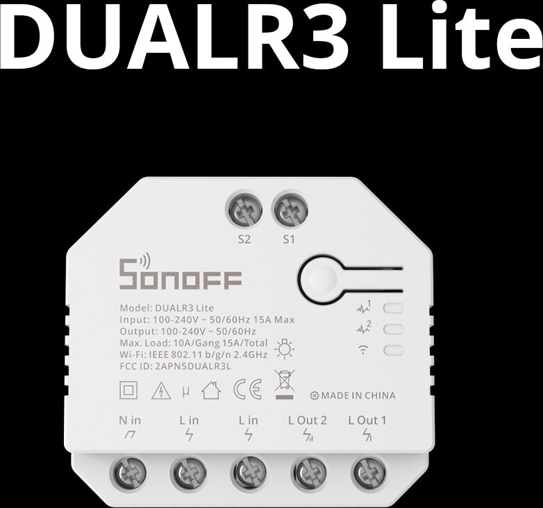 Interruptor inteligente de 2 vías SONOFF DUALR3 Lite