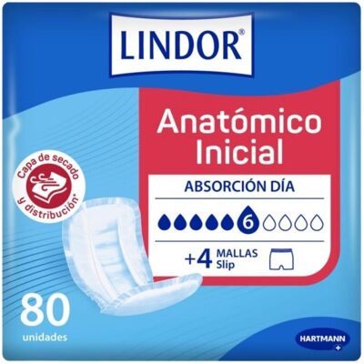 Hartmann Lindor Absorbente Incontinencia Orina Día Anatómico Inicial 80 Unidades Hartmann Lindor Absorbente Incontinencia Orina Día Anatómico Inicial 80 Unidades