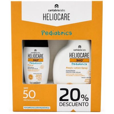 Pack Heliocare 360º Pediatrics Atopic Lotion Spray Spf 50 250 Ml + Mineral Tolerance Fluid Spf 50 50 Ml Pack Heliocare 360º Pediatrics Atopic Lotion Spray Spf 50 250 Ml + Mineral Tolerance Fluid Spf 50 50 Ml
