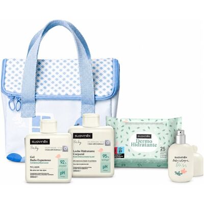 Pack Suavinex My Little Snack Bag Wild&free Azul: Neverita + Gel 300 Ml + Leche 300 Ml + Toallitas 25 Uds. + Colonia 50 Ml Pack Suavinex My Little Snack Bag Wild&free Azul: Neverita + Gel 300 Ml + Leche 300 Ml + Toallitas 25 Uds. + Colonia 50 Ml