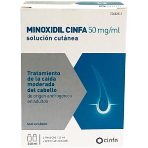 Cinfa Minoxidil 50mg/ml Tratamiento para la caída del cabello - 2x120ml Cinfa Minoxidil 50mg/ml Tratamiento para la caída del cabello - 2x120ml