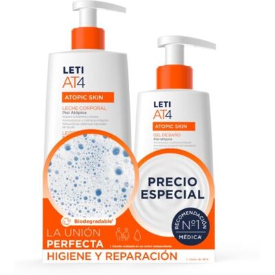 Pack Leti At4 Atopic Skin Leche Corporal 500 Ml + Gel 250 Ml Pack Leti At4 Atopic Skin Leche Corporal 500 Ml + Gel 250 Ml