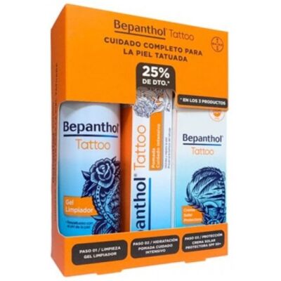 Triplo Bepanthol Tattoo Gel Limpiador + Pomada + Crema Solar 1 Ud Triplo Bepanthol Tattoo Gel Limpiador + Pomada + Crema Solar 1 Ud