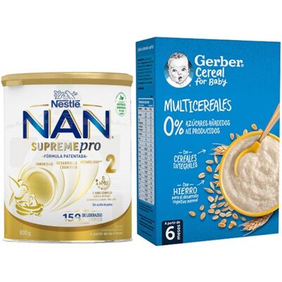Nestlé Pack Nan Supreme Pro 2, 800 G + Gerber Multicereales 270 G Nestlé Pack Nan Supreme Pro 2, 800 G + Gerber Multicereales 270 G