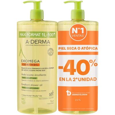 Duplo A-derma Exomega Control Aceite Limpiador Emoliente 2x1 L Duplo A-derma Exomega Control Aceite Limpiador Emoliente 2x1 L
