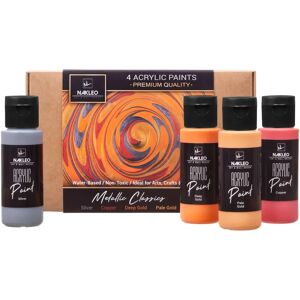 Nakleo Set de pintura acrílica para plantillas - 4 colores (60ml - 2oz) - METALLIC CLASSICS