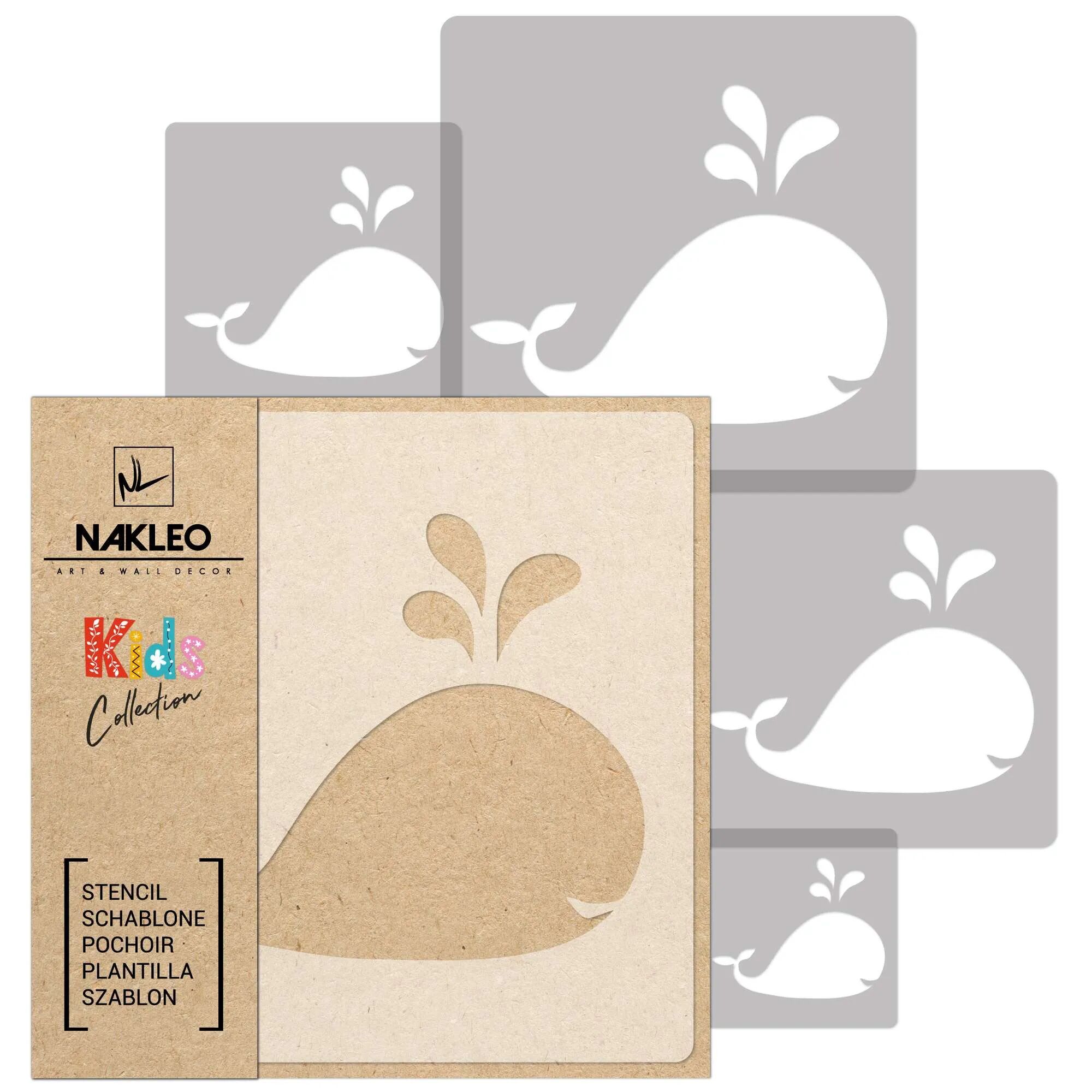 Nakleo KIDS Plantilla de plástico reutilizable (5 piezas) // BALLENA