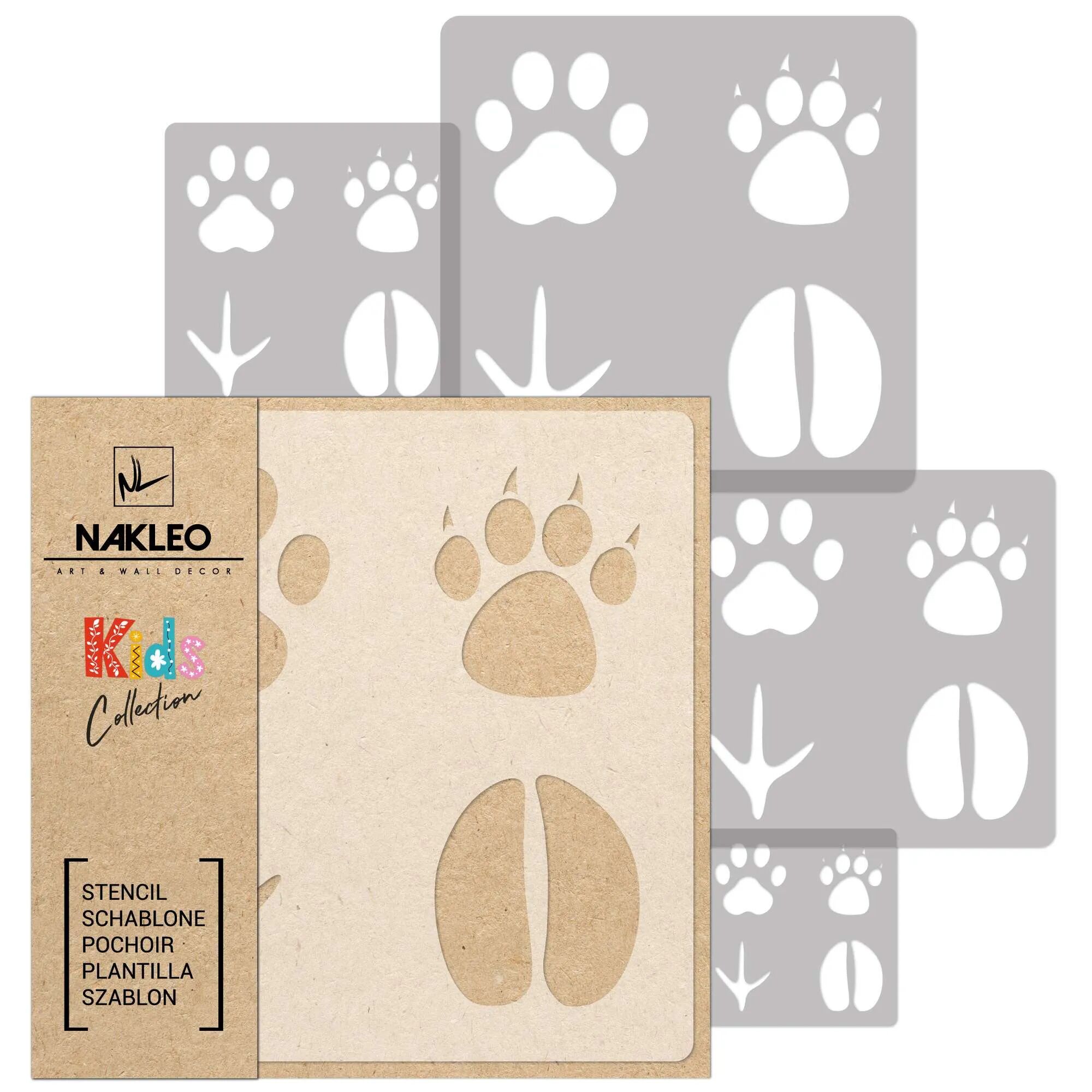 Nakleo KIDS Plantilla de plástico reutilizable (5 piezas) // PATAS ANIMALES