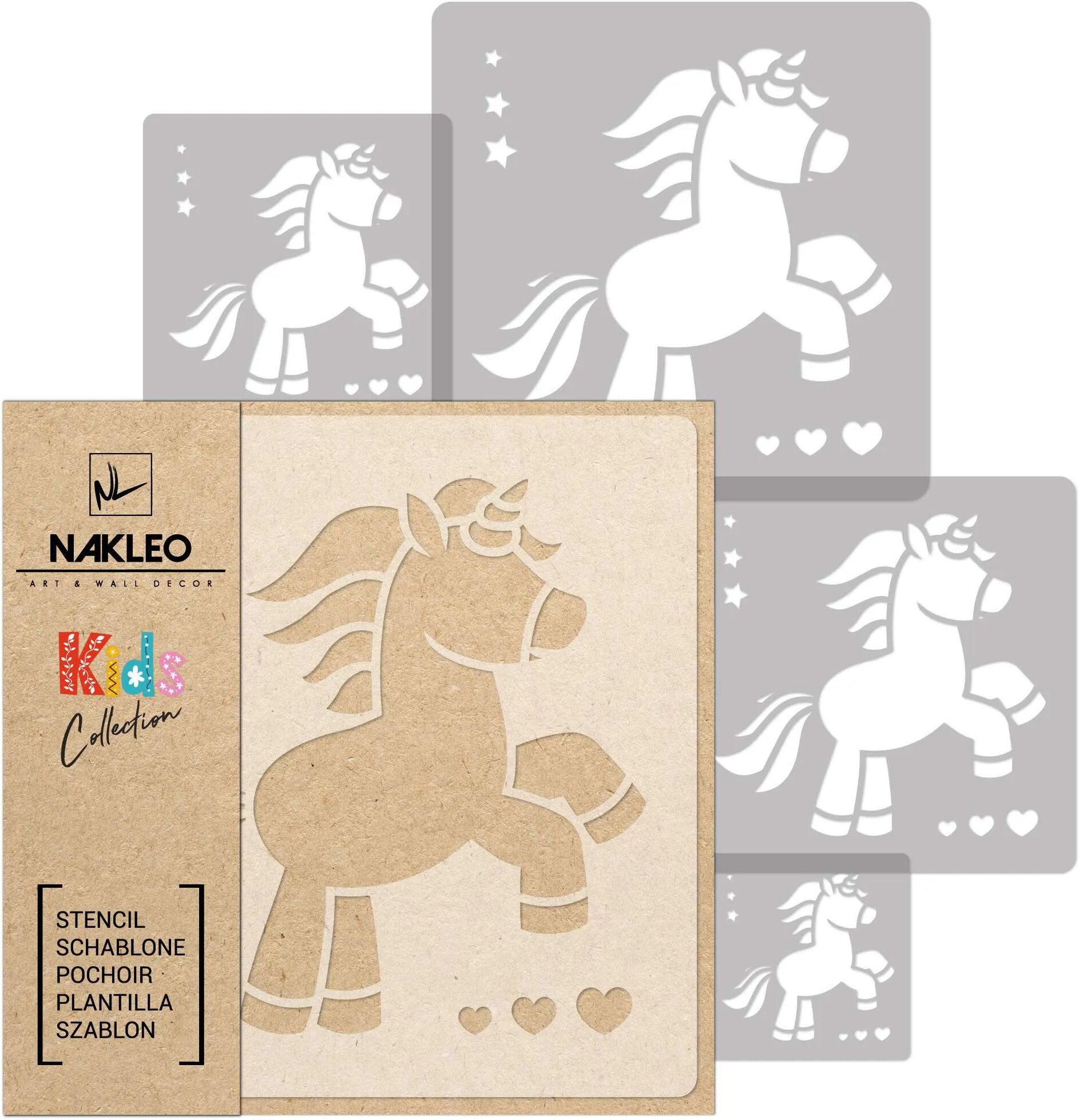 Nakleo KIDS Plantilla de plástico reutilizable (5 piezas) // UNICORNIOS #2