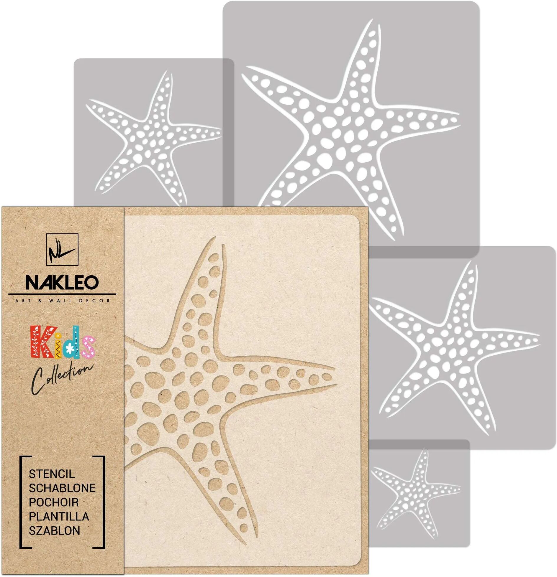 Nakleo KIDS Plantilla de plástico reutilizable (5 piezas) // ESTRELLAS DE MAR